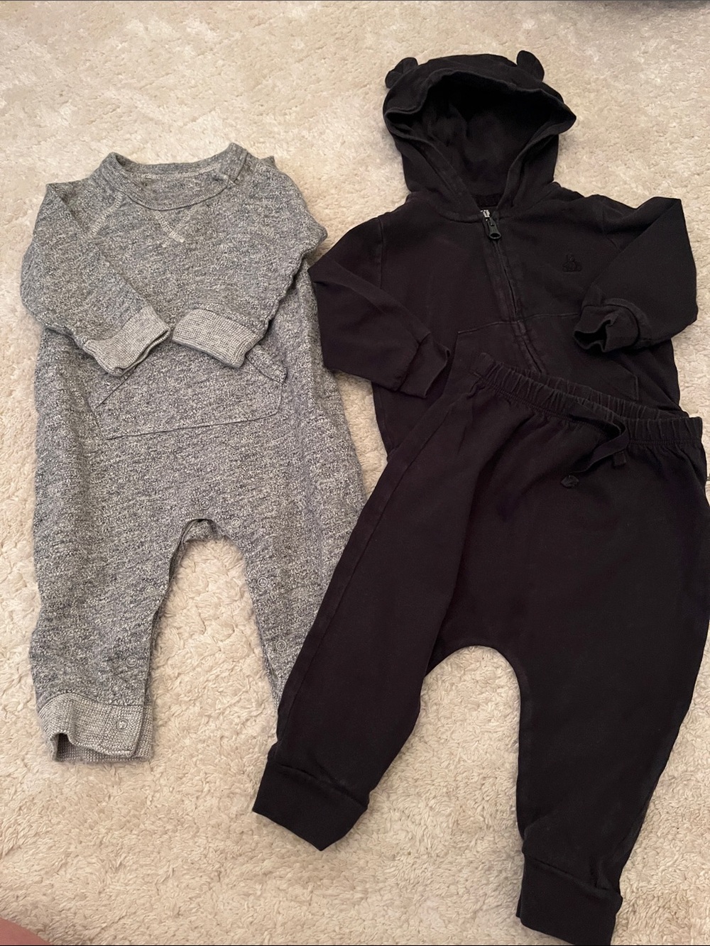 GAP Bundle Black Hoodie Set & Heather Gray one piece outfit